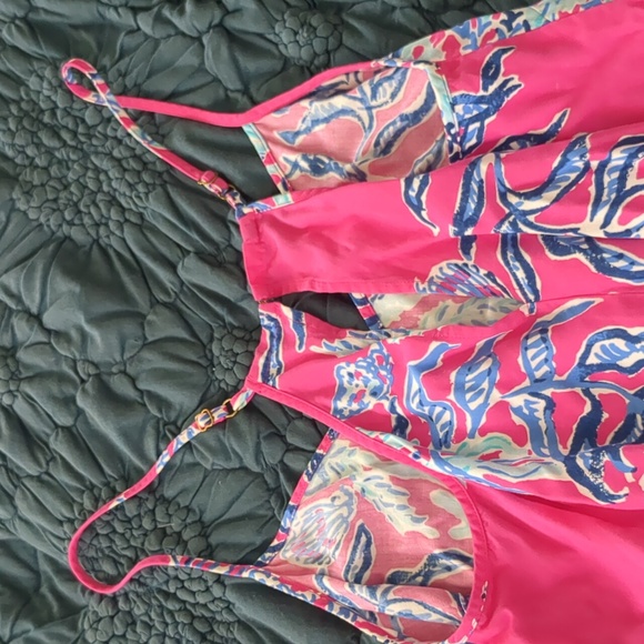 LILY PULITZER Dusk Romper Samba Print Color Capri Pink Small Adjustable Straps S - Picture 6 of 8
